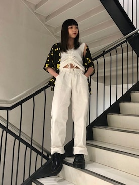 「アイテム（トップス、ブラウン系）」を使った、X-girl STAFFさん（レディース・150cm）の春コーディネート