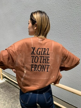 「バックプリント」｜X-girl STAFFさん（レディース・162cm）の春コーディネート