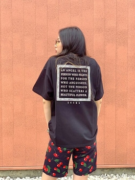 「バックプリント」｜X-girl STAFFさん（レディース・164cm）の春コーディネート