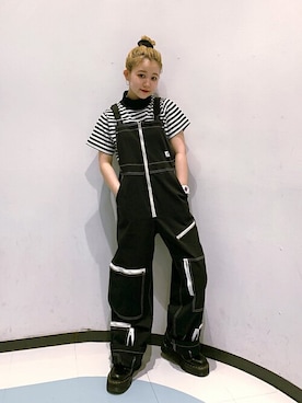 「アイテム（オールインワン・サロペット）」を使った、X-girl STAFFさん（レディース・148cm）の夏コーディネート