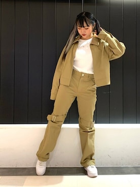 X-girl STAFFさん（レディース・153cm）の秋コーディネート