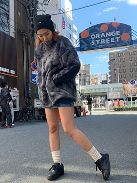 「MILKFED.」｜「アイテム（ブルゾン）」を使った、X-girl STAFFさん（レディース・164cm）の秋コーディネート