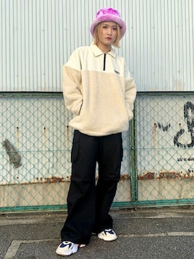 「アイテム（ハット、ピンク系）」を使った、X-girl STAFFさん（レディース・155cm）の秋コーディネート