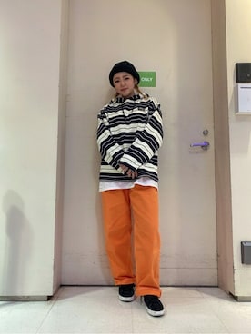 「X-girl（エックスガール）のWIDE TAPERED PANTS（その他パンツ）」を使った、X-girl STAFFさん（レディース・155cm）の秋コーディネート