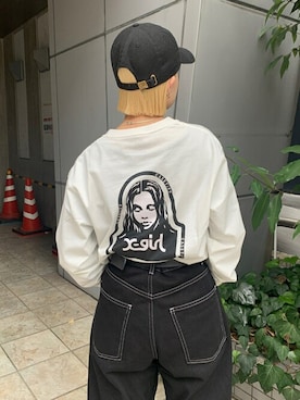 「X-girl（エックスガール）のWIDE TAPERED PANTS（その他パンツ）」を使った、X-girl STAFFさん（レディース・148cm）の冬コーディネート