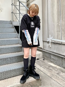 「hystericglamour」｜X-girl STAFFさん（レディース・145cm）の冬コーディネート