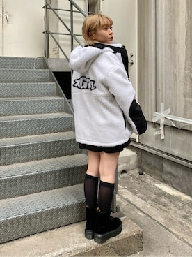 「hystericglamour」｜X-girl STAFFさん（レディース・145cm）の冬コーディネート