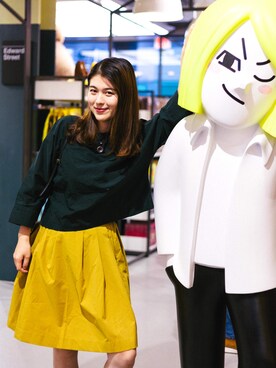 「UNIQLO（ユニクロ）のアイテム（シャツ/ブラウス、グリーン系）」を使った、Fang Fangさん（レディース）の夏コーディネート