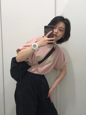 「コーディネート」｜「アイテム（アナログ腕時計）」を使った、_徐大夢さん（レディース・160cm）の夏コーディネート