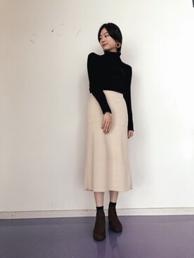 黒ニット のレディース人気ファッションコーディネート Wear