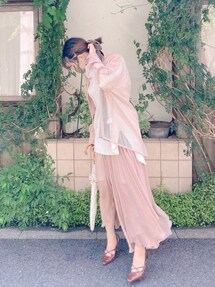 LILY BROWN（リリーブラウン）の「光沢シースルーフレアスカート  