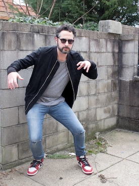 「Jordan」｜「アイテム（MA-1）」を使った、Mason Kraneさん（メンズ・183cm）の春コーディネート