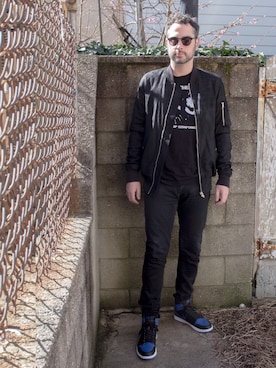 「Jordan」｜「アイテム（MA-1）」を使った、Mason Kraneさん（メンズ・183cm）の春コーディネート