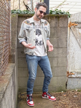 「Saint Laurent」｜「アイテム（デニムジャケット）」を使った、Mason Kraneさん（メンズ・183cm）の春コーディネート