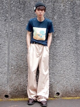 「unrelaxing（アンリラクシング）のアイテム（ニットキャップ/ビーニー）」を使った、MOTEASOさん（メンズ・180cm）の夏コーディネート