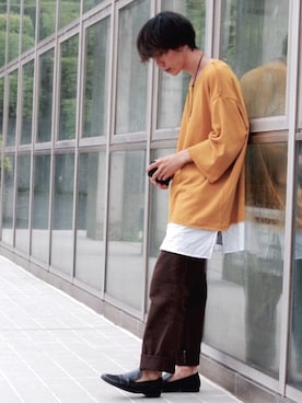 「ADPOSION（アドポーション）のアイテム（シューズ）」を使った、MOTEASOさん（メンズ・180cm）の秋コーディネート