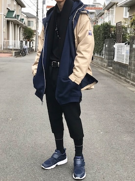 「ストリートカジュアル」｜「アイテム（モッズコート）」を使った、MOTEASOさん（メンズ・180cm）の冬コーディネート
