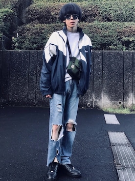 「ミニショルダー」｜「アイテム（ブルゾン）」を使った、MOTEASOさん（メンズ・180cm）の春コーディネート