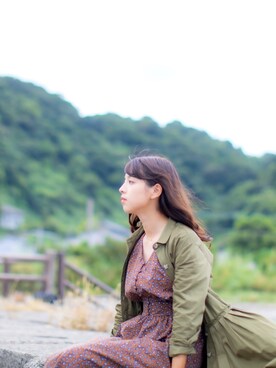 「ZARA（ザラ）のアイテム（ワンピース、グリーン系）」を使った、shiorinappleさん（レディース・160cm）の夏コーディネート