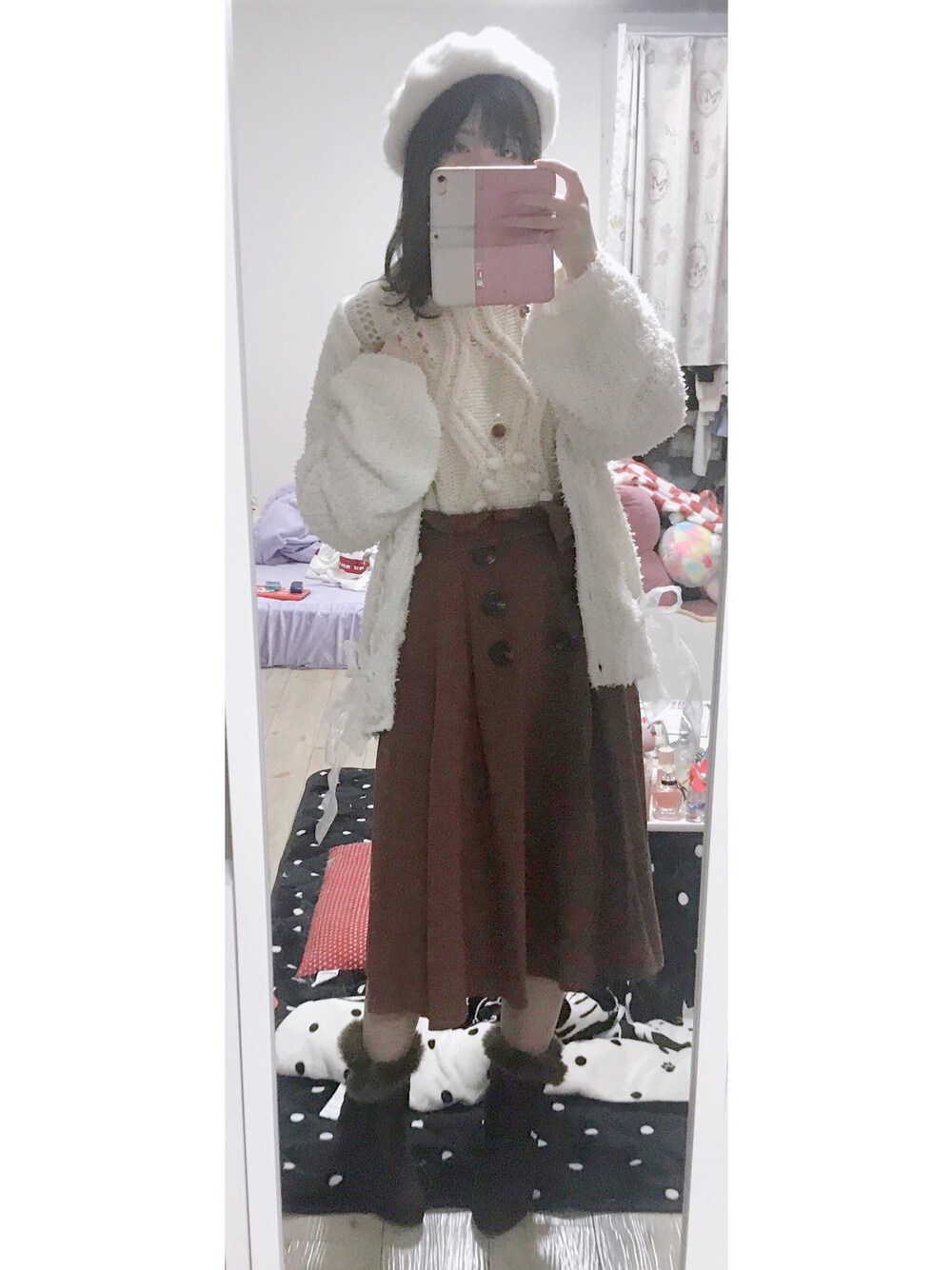 「natural coutureのアイテム（トップス、ベージュ系）」を使った、cocoa0827さん（レディース・157cm）の秋コーディネートの1枚目の写真