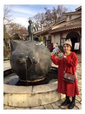 「ゆったりシルエット」｜「アイテム（帽子）」を使った、yuco☺︎さん（レディース・157cm）の冬コーディネート