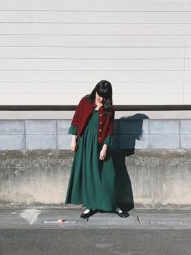 ワンピースを使った 赤 緑 の人気ファッションコーディネート Wear