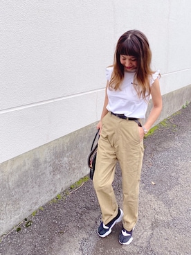 「THE SHINZONE（ザ　シンゾーン）のハイウエストチノパンツ（チノパンツ）」を使った、chicoさん（レディース・158cm）の夏コーディネート