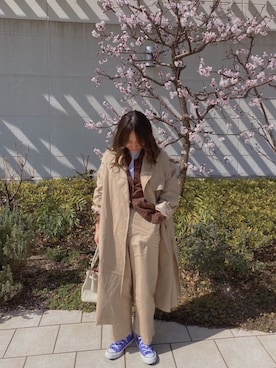 「THE SHINZONE（ザ　シンゾーン）のハイウエストチノパンツ（チノパンツ）」を使った、chicoさん（レディース・158cm）の春コーディネート