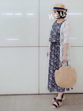 「rps（アールピーエス）のアイテム（帽子）」を使った、＊megu＊さん（レディース・163cm）の夏コーディネート