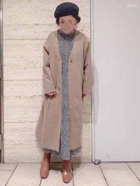 「rps（アールピーエス）のアイテム（チェスターコート）」を使った、＊megu＊さん（レディース・163cm）の冬コーディネート