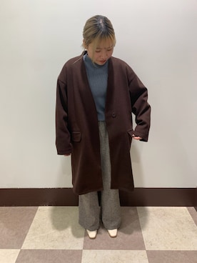 「outfit」｜「アイテム（ノーカラーコート）」を使った、伊藤さん（レディース・152cm）の冬コーディネート