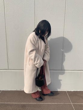 「ITEMS URBANRESEARCH（アイテムズ アーバンリサーチ）のアイテム（ショルダーバッグ）」を使った、伊藤さん（レディース・153cm）の冬コーディネート