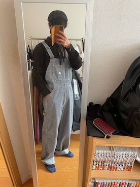 「大学生コーデ」｜「アイテム（サロペット/オーバーオール）」を使った、まつ@相互さん（メンズ・173cm）の春コーディネート