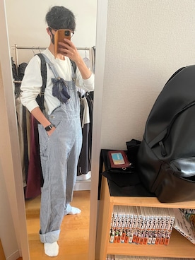 「Lee（リー）のアイテム（サロペット/オーバーオール）」を使った、まつ@相互さん（メンズ・173cm）の春コーディネート