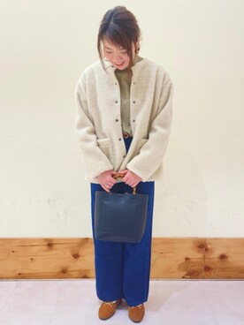 「USAコットン」｜「アイテム（ブルゾン）」を使った、coen あまのさん（レディース・164cm）の冬コーディネート