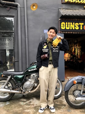 「Fuji（フジ）のアイテム」を使った、二百狗Vintageさん（メンズ・180cm）の秋コーディネート