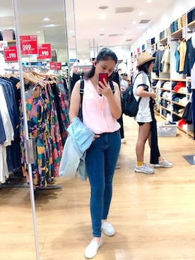 「MIXXO（ミッソ）のアイテム（アンサンブル）」を使った、Yu Ting Houngさん（レディース・155cm）の春コーディネート