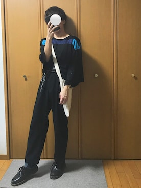 「アイテム（ソックス/靴下、ブルー系）」を使った、ねるさん（メンズ・164cm）の秋コーディネート