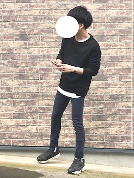 「RAGEBLUE（レイジブルー）の＜トレンドのロング丈＞ワッフルロングカットソー/733404（Tシャツ/カットソー）」を使った、ねるさん（メンズ・164cm）の秋コーディネート