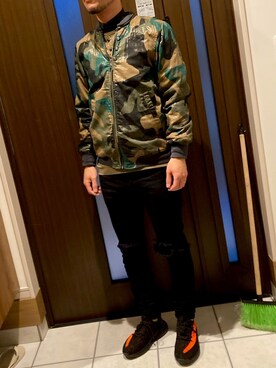 「DIESEL（ディーゼル）のアイテム（ブルゾン）」を使った、Lil' 44さん（メンズ・175cm）の冬コーディネート
