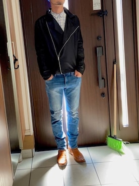 「Boohoo（ブーフー）のアイテム」を使った、Lil' 44さん（メンズ・175cm）の春コーディネート