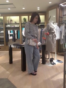 「DIESEL（ディーゼル）のX03891PS077（ショルダーバッグ、ホワイト系）」を使った、あおきさん（レディース・160cm）の春コーディネート