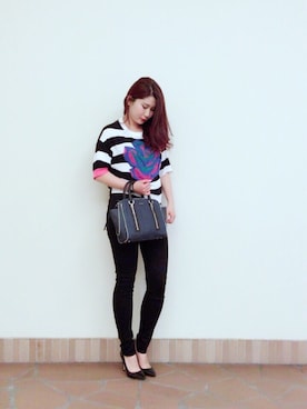 「DIESEL（ディーゼル）のアイテム（バッグ、ブルー系）」を使った、あおきさん（レディース・160cm）の夏コーディネート