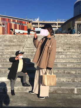 「FREAK'S STORE（フリークスストア）のアイテム（その他アウター）」を使った、あちゃさんさん（キッズ・110cm）の冬コーディネート