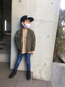 「SEVENDAYS=SUNDAY（セブンデイズサンデイ）のアイテム（その他アウター）」を使った、あちゃさんさん（キッズ・110cm）の冬コーディネート