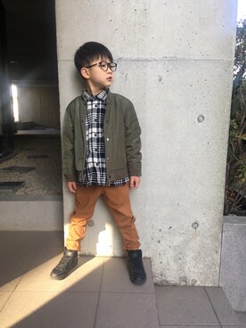 「SEVENDAYS=SUNDAY（セブンデイズサンデイ）のアイテム（その他アウター）」を使った、あちゃさんさん（キッズ・110cm）の冬コーディネート