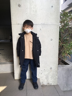 「アイテム（その他アウター、ブラック系）」を使った、あちゃさんさん（キッズ・110cm）の冬コーディネート