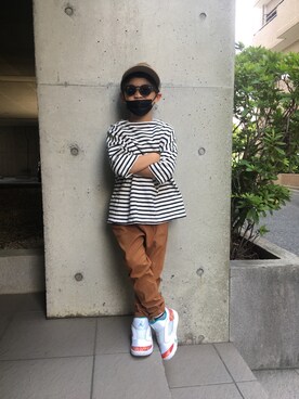 「アイテム（サングラス、ブラック系）」を使った、あちゃさんさん（キッズ・110cm）の夏コーディネート