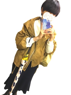 「アイテム（モッズコート、ブラウン系）」を使った、れいさん（レディース・162cm）の秋コーディネート