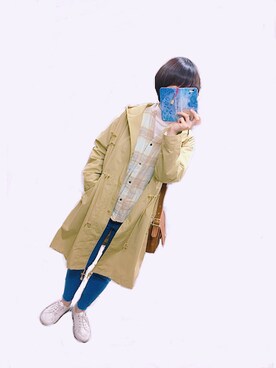 「Green　Parks（グリーンパークス）のアイテム（モッズコート）」を使った、れいさん（レディース・162cm）の春コーディネート